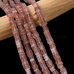 天然石ストロベリークォーツビーズ連売り  正方形  4.5x4.5x2.5mm  穴：1mm  約46~51個/連  14.57~15.35''（37~39センチメートル）&nbsp;G-A280-C12-01