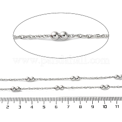ビーズ付き304ステンレススチールアズキチェーン  ハンダ付け  スプールで  ステンレス鋼色  1.5mm&nbsp;CHS-F020-08P