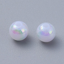 環境に優しいポリスチレンアクリルビーズ  ABカラーメッキ  ラウンド  ホワイト  6mm  穴：1mm  約4950個/500g&nbsp;PL424-8