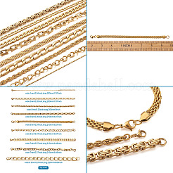 304ステンレススチールチェーンブレスレット  カニカン付き  ミックスカラー  9個/セット&nbsp;STAS-TA0004-58