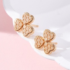 真鍮製スタンドピアス  クローバー  18KGP本金メッキ  10.5x11.5mm&nbsp;EJEW-D288-11G