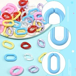 120色不透明アクリルリンクリング6個。  クイックリンクコネクター  カーブチェーン製造用  ツイストオーバル  ミックスカラー  23~30x16~21x4~5.5mm  内径：11.5~19x6.5~8mm  20個/カラー&nbsp;OACR-FS0002-77