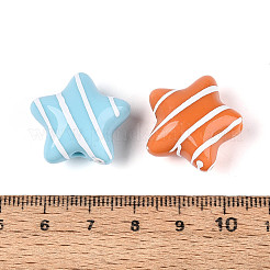 不透明なアクリルとエナメルビーズ  スター  ミックスカラー  21~21.5x22.5~23x12.5~13mm  穴：3mm&nbsp;X-SACR-T018-19M