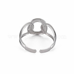 変色しない304ステンレススチール製インターロッキングリングカフリング  女性のための中空オープンリング  ステンレス鋼色  usサイズ9（18.9mm）&nbsp;RJEW-N038-042P