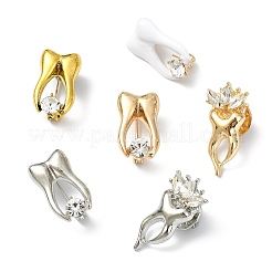 6個 6色 歯合金ラインストーンブローチ バックパック 服用  ミックスカラー  23.5~29x13~14mm  1pc /カラー&nbsp;JEWB-CJ0001-86