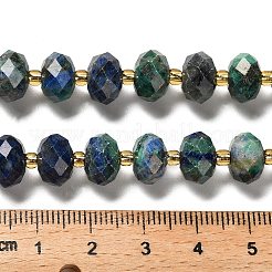 天然クリソコラとラピスラズリビーズ連売り  多面カット  ロンデル  シードビーズで  9.5~10.5x6.5mm  穴：1.2mm  約44~45個/連  15.35~15.47インチ（39~39.3cm）&nbsp;G-P573-A64-10x6mm