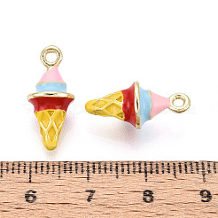 メッキ合金エナメルチャームラック  アイスクリームのチャーム  カドミウムフリー＆ニッケルフリー＆鉛フリー  ライトゴールド  ゴールド  18.5x8.5x8.5mm  穴：1.6mm&nbsp;PALLOY-N181-25KCG-02