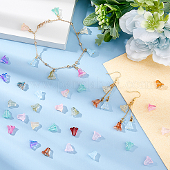 300個10色スプレー塗装透明ガラスビーズ  チューリップの花  ミックスカラー  10x11x5.5mm  穴：1mm  30個/カラー&nbsp;GLAA-HS0001-04