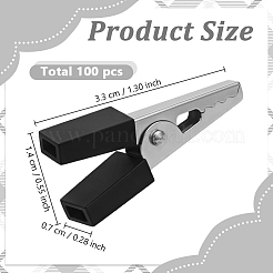 鉄製バッテリーワニ口クリップ100個  プラチナ  33x14x7mm  穴：4.5x2mm&nbsp;AJEW-GO0005-47