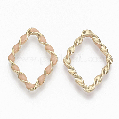 環境に優しい合金リンキングリング  エナメル  ツイスト菱形  ライトゴールド  ライトコーラル  36x25.5x4mm  対角長さ：36mm  辺の長さ：24mm&nbsp;PALLOY-R110-08D