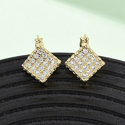 真鍮マイクロパヴェキュービックジルコニアロンバスフープピアス  16KGP本金メッキ  透明  17.5x14.5x12mm  ピン：1~1.5x0.5mm&nbsp;EJEW-B153-09G