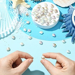 UVメッキABS樹脂ビーズ  イミテーションシェル＆パール  シェル形状  ミックスカラー  9x11x4.5mm  穴：1.2mm&nbsp;RESI-CJC0027-16