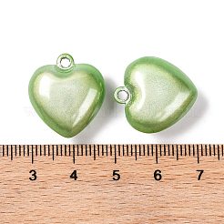 ラックメッキ真鍮チャーム  カドミウムフリー＆ニッケルフリー＆鉛フリー  ハートチャーム  薄緑  20x19x10mm  穴：2mm&nbsp;KK-F088-01B