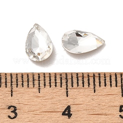 ガラスラインストーンカボション  ポイントバック＆バックメッキ  多面カット  ティアドロップ  クリスタル  8x5x2.5mm&nbsp;RGLA-P037-11A-001