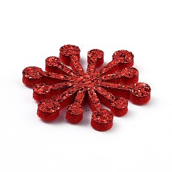 スノーフレークフェルト生地のクリスマスのテーマを飾る  グリッター金粉付き  子供のためのDIYヘアクリップは作る  レッド  3.4x3x0.25cm&nbsp;DIY-H111-C06