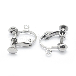 真鍮製ねじ式クリップイヤリングパーツ  スパイラルイヤークリップ  穴開けないイヤリング  プラチナ  18x14x3mm  穴：1.6mm&nbsp;X-KK-L164-01P
