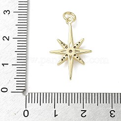 真鍮製マイクロパヴェキュービックジルコニアペンダント  丸カン付き  スターのチャーム  18KGP本金メッキ  24x15x3mm  穴：3mm&nbsp;KK-L248-07G-03