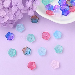 35個の透明スプレー塗装ガラスビーズ  さくらの花  ミックスカラー  9.5x10x3mm  穴：1.2mm&nbsp;GLAA-YW0001-75