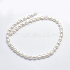 天然養殖淡水パールビーズ連売り  オーバル  ベージュ  8x6~7mm  穴：0.8mm  約48個/連  15インチ（38cm）&nbsp;PEAR-F007-73