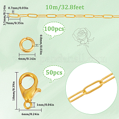 Bagdiy 真鍮ペーパークリップチェーンブレスレットネックレス作りキット  ジュエリーセット  ゴールドカラー  9x3.5x0.7mm&nbsp;DIY-SC0025-25