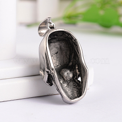 レトロ 316 サージカル ステンレス スカル ペンダント  アンティークシルバー  47.5x25x19mm  穴：6.5x11mm&nbsp;STAS-E096-57AS