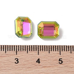 ガラスラインストーンカボション  フラットバック＆バックメッキ  多面カット  長方形  ミックスカラー  10x8x5mm&nbsp;RGLA-L029-03A
