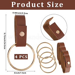 PUレザータオルホルダー4個  鉄のキーホルダーとスナップ付き  シエナ  145mm&nbsp;HJEW-CN0001-34B