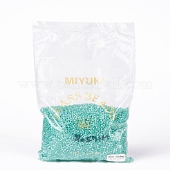 MIYUKIラウンドロカイユビーズ  日本製シードビーズ  8/0  （rr571)はシーグリーンシルバーラインアラバスターを染めた  3mm  穴：1mm  約19000~20500個/ポンド&nbsp;SEED-G008-RR0571