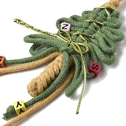 クリスマスツリーの綿製吊り下げオーナメント  アクリルビーズとプラスチックコード付き  ダークオリーブグリーン  300x79x9mm&nbsp;FIND-H054-05