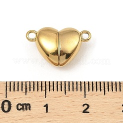 304ステンレススチール製マグネット留め具  ハート  ゴールドカラー  10.5x17x6.5mm  穴：1.5mm&nbsp;X-STAS-K265-01A-G