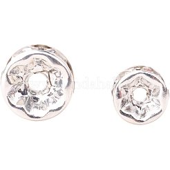 銀は真鍮中東ラインストーンスペーサービーズメッキ  ニッケルフリー  ロンデル  銀  6x3mm  穴：1mm&nbsp;RB-PH0001-07S-NF