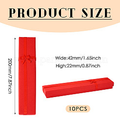 厚紙のネックレスボックス  内部のスポンジ  ちょう結びの長方形  レッド  20x4.2x2.2cm&nbsp;CON-TAC0014-01A