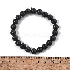 ナチュラルオブシディアンストレッチビーズブレスレット  ラウンド  内径：2-1/8インチ（5.5cm）  ビーズ：8~9mm&nbsp;G-A185-01A