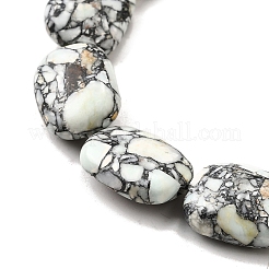 合成ターコイズビーズ連売り  染め  フラットオーバル  紺碧  17~18x13x6.5~7.5mm  穴：1mm  約23個/連  15.75~15.94''（40~40.5センチメートル）&nbsp;G-F791-F01-01
