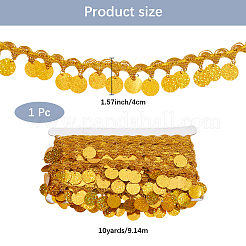 ポリエステルフリンジレーストリムリボン  フラットラウンドいタッセル付き  ゴールド  1-5/8インチ（40mm）  10ヤード/セット&nbsp;OCOR-WH20006-26A