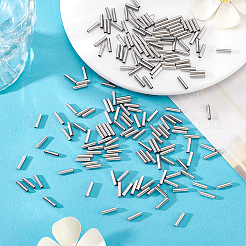 304ステンレススチールチューブビーズ300個  チューブ  ステンレス鋼色  10x2.5mm  穴：2mm&nbsp;STAS-HY0001-83