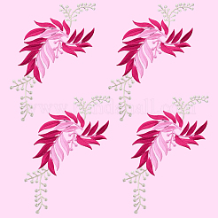 糸刺繍の花布パッチ  赤ミディアム紫  280x135x1.5mm&nbsp;PATC-WH20010-02C