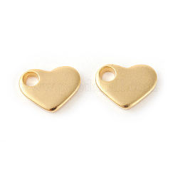 ステンレススチールチャーム201個  空白タグのスタンプ  ハート  ゴールドカラー  7~8x9~10x1.5mm  穴：2mm&nbsp;STAS-F192-057G