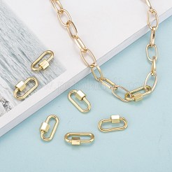 真鍮製ネジカラビナロックチャーム  ネックレス作り用  オーバル  ゴールドカラー  20x11.5x2mm  ネジ:6.5x6.5mm&nbsp;X-KK-T047-08G