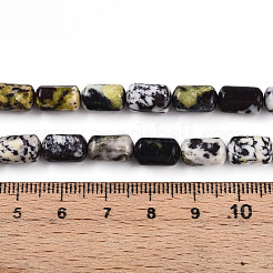 ナチュラルイエローターコイズ（ジャスパー）ビーズ連売り  バレル  9.5~10.5x6~7mm  穴：0.7mm  約38個/連  15.16~15.35インチ（38.5~39cm）&nbsp;G-N346-01B-15