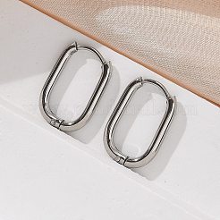 変色しない304ステンレススチールの楕円形フープピアス  ステンレス鋼色  16.5x11.5~12.5x2mm  ピン：1mm&nbsp;EJEW-M218-02A-P