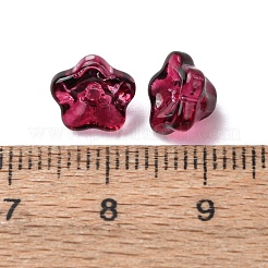 ベーキングペイント透明ガラスビーズ  ペチュニア  ミックスカラー  9x9x6mm  穴：1.4mm&nbsp;GLAA-T025-81C