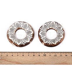 手作りの磁器のペンダント  リング  ファンシーアンティーク施釉磁器  キャメル  51~52x10.5~11mm  穴：21mm&nbsp;PORC-T133-55