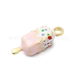 食品テーマの合金エナメルペンダント  ラックめっき  カドミウムフリー＆ニッケルフリー＆鉛フリー  ゴールドカラー  アイスクリーム  18x6x5.5mm  穴：1.8mm&nbsp;X-FIND-C075-10B-G