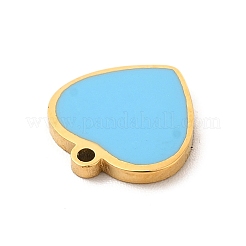 304ステンレススチールエナメルチャーム  ハートチャーム  ゴールドカラー  ミックスカラー  11x11x1.4mm  穴：1mm&nbsp;STAS-A078-06G