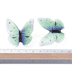 アクリルパーツ  3dプリント  グリッターパウダー付き  蝶  アクアマリン  36x40x4mm  穴：1.2mm&nbsp;KY-I007-47B