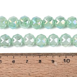 変色防止電気メッキガラスビーズ連売り  ラウンド  イミテーション翡翠  グラデーションカラー  多面カット  アクアマリン  9~10mm  穴：1.2~1.6mm  約41~42個/連  14.76~15.16インチ（37.5~38.5cm）&nbsp;GLAA-N064-10mm-12