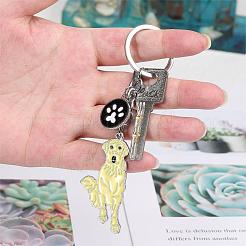 Wewaysmile 犬用キーホルダー 車用キーホルダー ペット用ペンダント キーリング 可愛い犬用キーリング ポータブル メタルキーホルダー ペット愛好家へのギフト 誕生日 子犬テーマ パーティー用品 (ラブラドール)  プラチナ  11.75x2.9cm&nbsp;JX806A