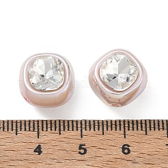 焼き絵のアクリル絵具とラインストーンビーズ  正方形  多面カット  ミスティローズ  13x13.5x11.5mm  穴：1.8mm&nbsp;RB-CBA19D7-04A