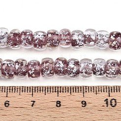 光沢のある手作りの銀箔ガラスビーズ連売り  ロンデル  暗闇で光る  オールドローズ  7~8.5x4.5~6.5mm  穴：1~1.5mm  約80個/連  16.34インチ（41.5cm）&nbsp;FOIL-N029-02B-04